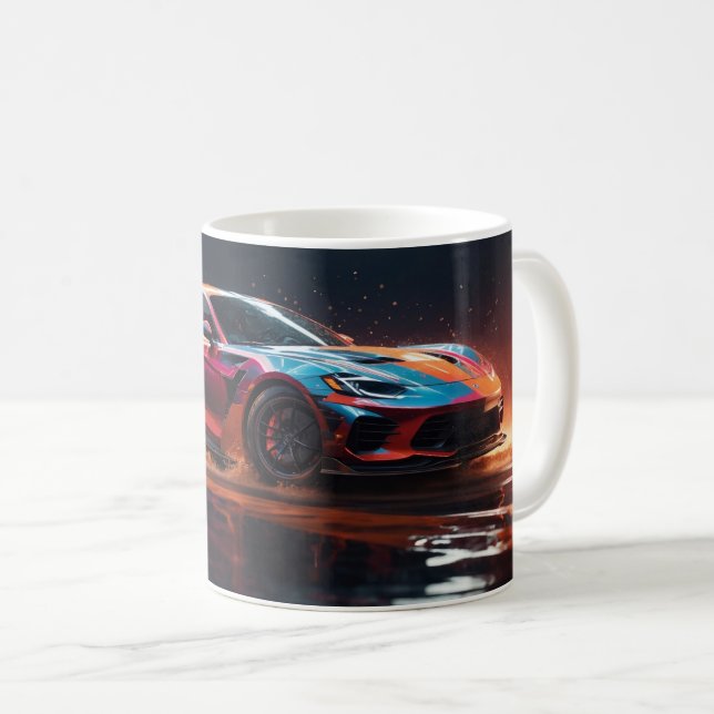 Illustration of Fast Modern Sports Car Coffee Mug (Front Right)