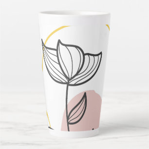 Illustration of floral design latte mug