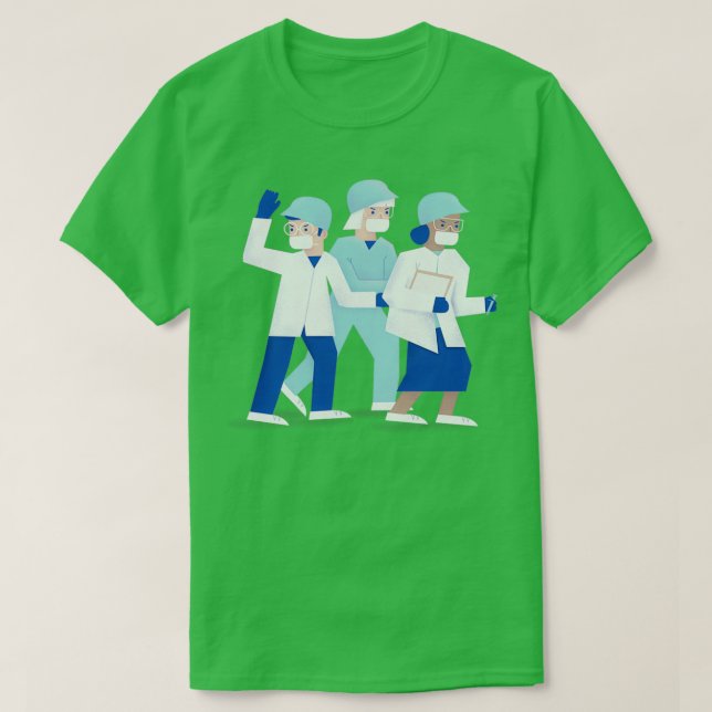 Illustration of Frontline Doctor Nurse as soldiers T-Shirt (Design Front)