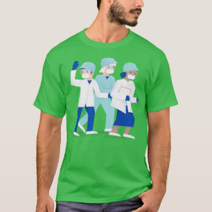 Illustration of Frontline Doctor Nurse as soldiers T-Shirt