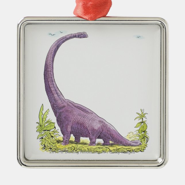 Illustration of Giraffatitan dinosaur Metal Ornament (Front)