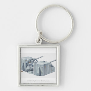 Illustration of gun turret on a WW2 battleship Key Ring