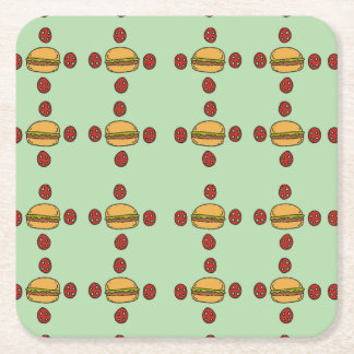 Illustration of hamburger patterns square paper coaster