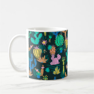 illustration of hand drawn cactus. Seamless patter Coffee Mug