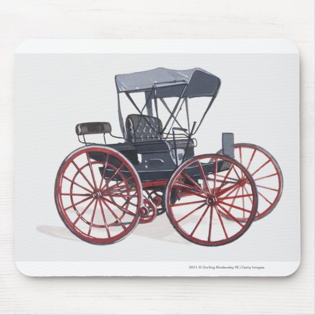 Illustration of horseless carriage mouse pad (Front)