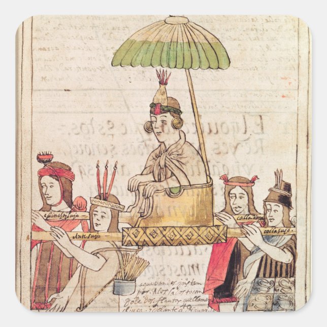 Illustration of Huascar Inca Square Sticker (Front)