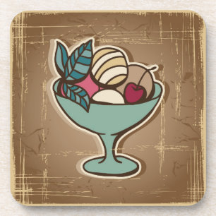 Illustration of Ice Cream in retro style Coaster