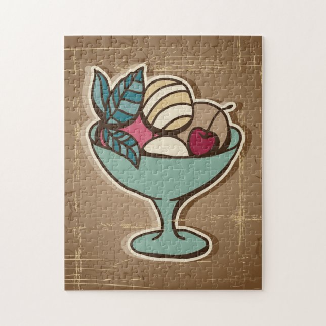 Illustration of Ice Cream in retro style Jigsaw Puzzle (Vertical)