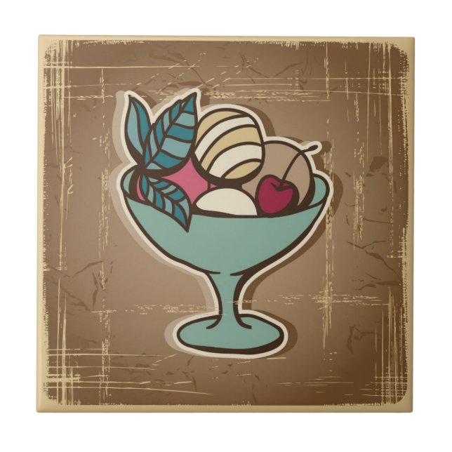 Illustration of Ice Cream in retro style Tile (Front)