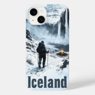 Illustration of Icelandic Landscape and a Hiker Case-Mate iPhone 14 Case