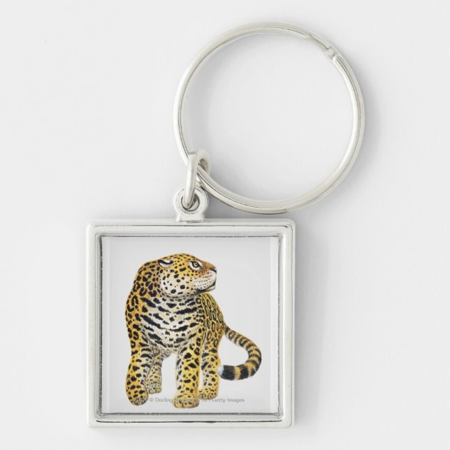 Illustration of Jaguar with head in profile Key Ring (Front)