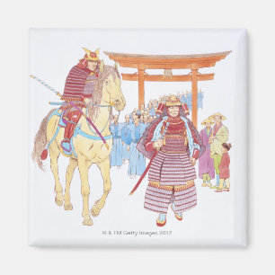 Illustration of Japanese Samurai leading Magnet