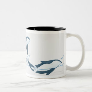 Illustration of Killer Whales (Orcinus orca) Two-Tone Coffee Mug
