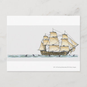 Illustration of late 18th century warship postcard