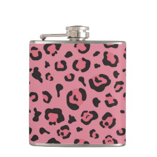 Illustration of Leopard Pink Animal Hip Flask
