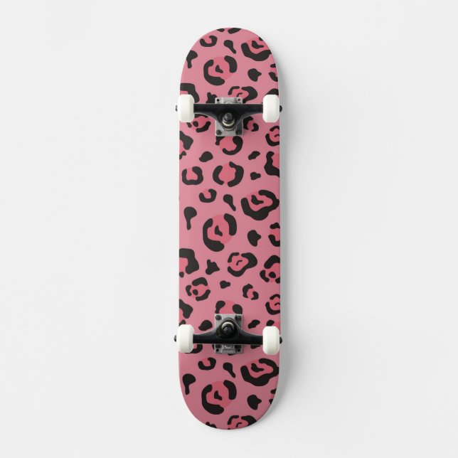 Illustration of Leopard Pink Animal Skateboard (Front)