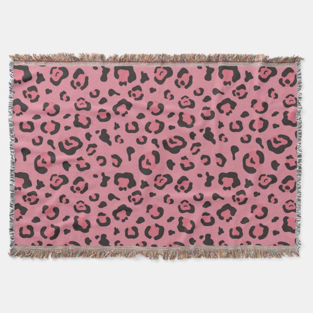 Illustration of Leopard Pink Animal Throw Blanket (Front)
