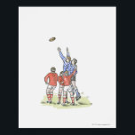 Illustration of men playing rugby jumping in air poster<br><div class="desc">AssetID: 102115918 / {Dorling Kindersley} / Illustration of men playing rugby jumping in air to catch ball</div>