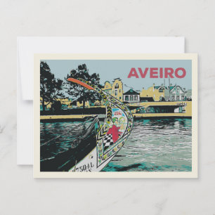 "Illustration of Moliceiro boat in Aveiro Portugal Postcard