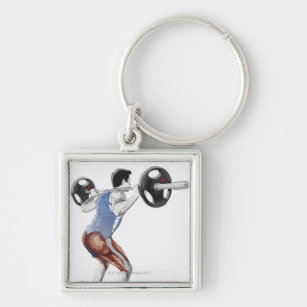 Illustration of muscles used by man to lift key ring
