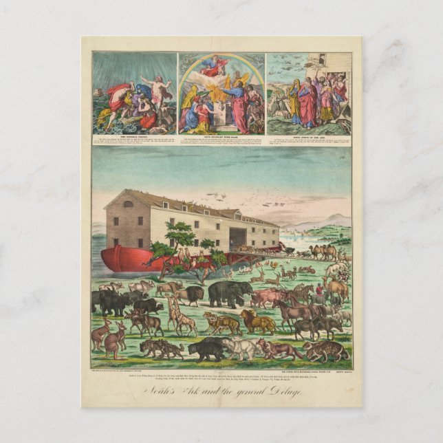 Illustration of Noah's Ark and the General Deluge Postcard (Front)