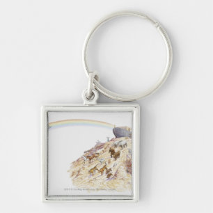 Illustration of Noah's ark with animals leaving Key Ring