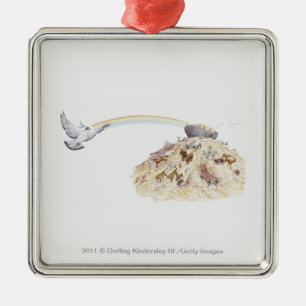 Illustration of Noah's ark with animals leaving Metal Tree Decoration