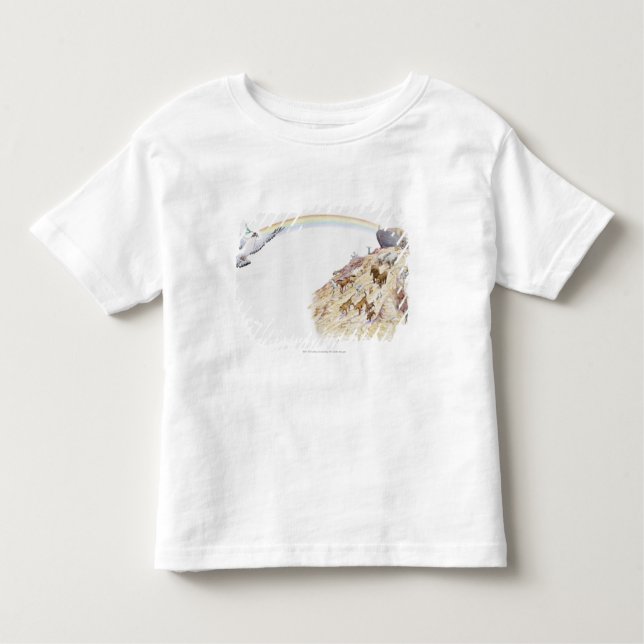 Illustration of Noah's ark with animals leaving Toddler T-Shirt (Front)