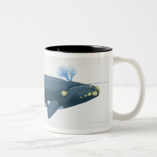 Illustration of North Pacific Right Whale Two-Tone Coffee Mug