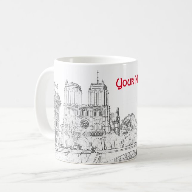 Illustration of Notre Dame de Paris Coffee Mug (Front Left)