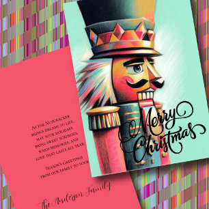 Illustration of Nutcracker Christmas Aqua Holiday Card