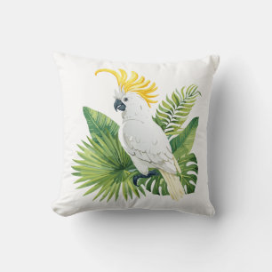 Illustration of parrot cockatoo cushion