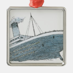 Illustration of passenger falling from the Titanic Metal Tree Decoration