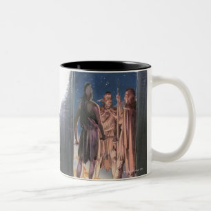 Illustration of Pocahontas lying in bed while a Two-Tone Coffee Mug