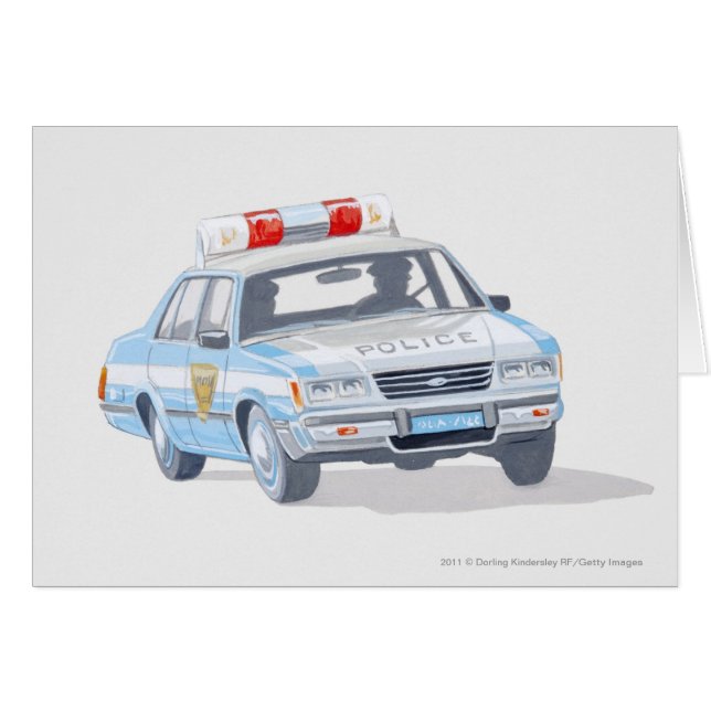 Illustration of police car with two policemen (Front Horizontal)