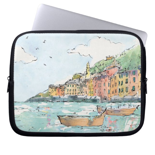 Illustration of Porofino Harbour Laptop Sleeve (Front)