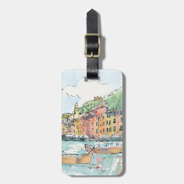Illustration of Porofino Harbour Luggage Tag (Front Vertical)