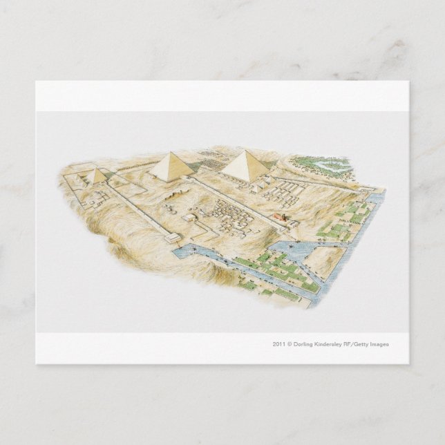 Illustration of Pyramids of Giza Postcard (Front)