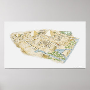 Illustration of Pyramids of Giza Poster
