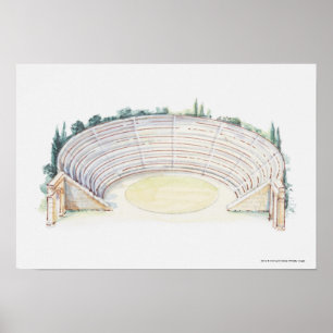 Illustration of Roman amphitheatre Poster