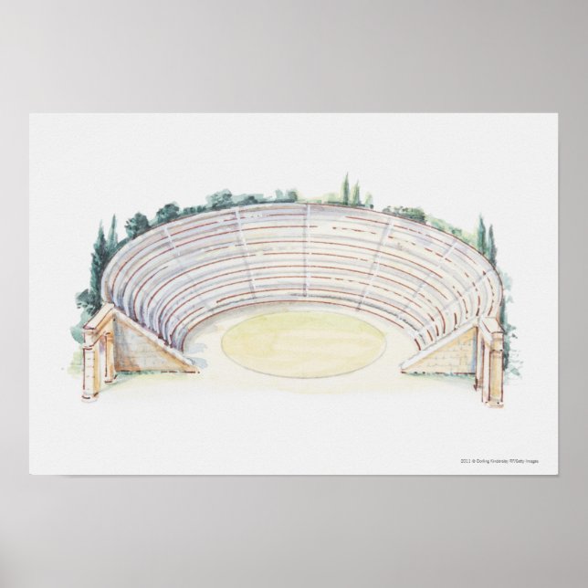 Illustration of Roman amphitheatre Poster (Front)