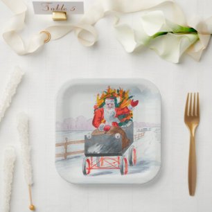 Illustration of Santa Clause Holiday   Paper Plate