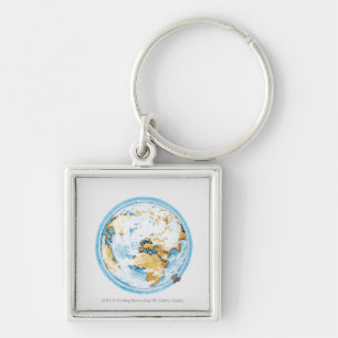 Illustration of satellite orbiting the Earth Key Ring