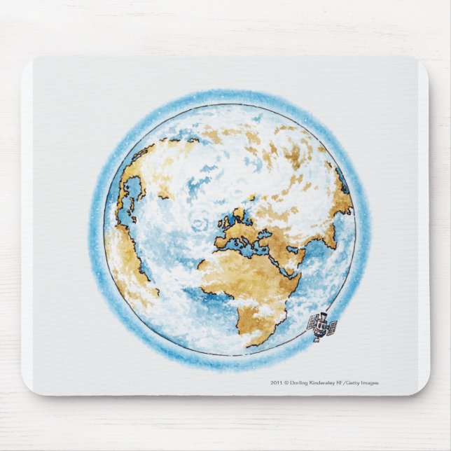 Illustration of satellite orbiting the Earth Mouse Pad (Front)