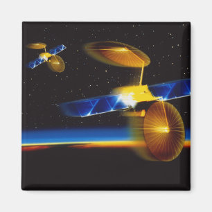 Illustration of satellites over Earth's horizon Magnet