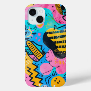 Illustration of sketches and doodles iPhone 15 case