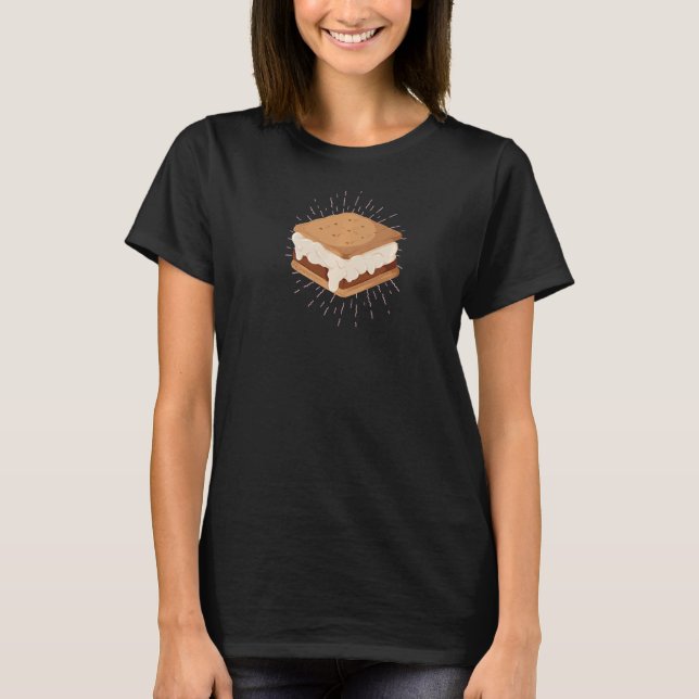 ILLUSTRATION OF S'MORES  Camping Campfire Meme T-Shirt (Front)