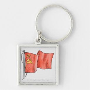 Illustration of Soviet flag Key Ring