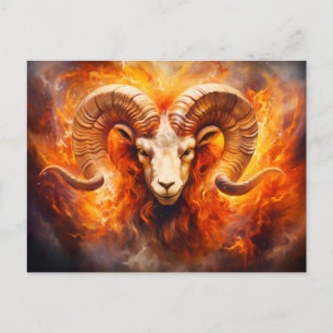 Illustration of the Aries Zodiac Sign Postcard
