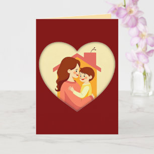 Illustration of the love between mother and daught card